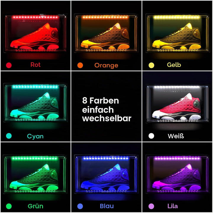 LED Schuhboxen Stapelbar, 2er Set, Schuh-Organizer aus Kunststoff, Schuhaufbewahrung Platzsparend, M