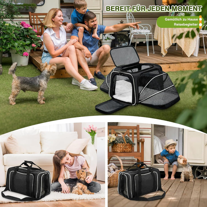 ALLSOPETS Erweiterbare Transporttasche für Katzen und kleine Hunde, Faltbare Weiche Haustiertasche m