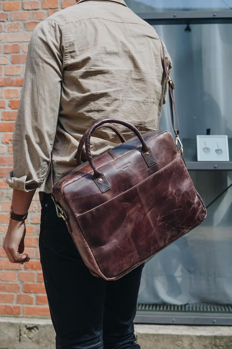 HOLZRICHTER BERLIN Briefcase Aktentasche (M). Handgefertigte grosse Tragetasche, Laptoptasche und Um