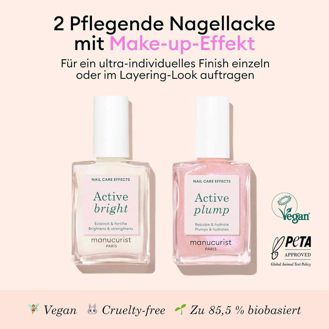 Manucurist Active Icons Duo Nagellack Set – Active Bright und Active Plump Nagellacke – Nagelhärter