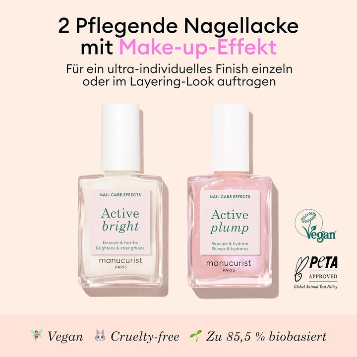 Manucurist Active Icons Duo Nagellack Set – Active Bright und Active Plump Nagellacke – Nagelhärter