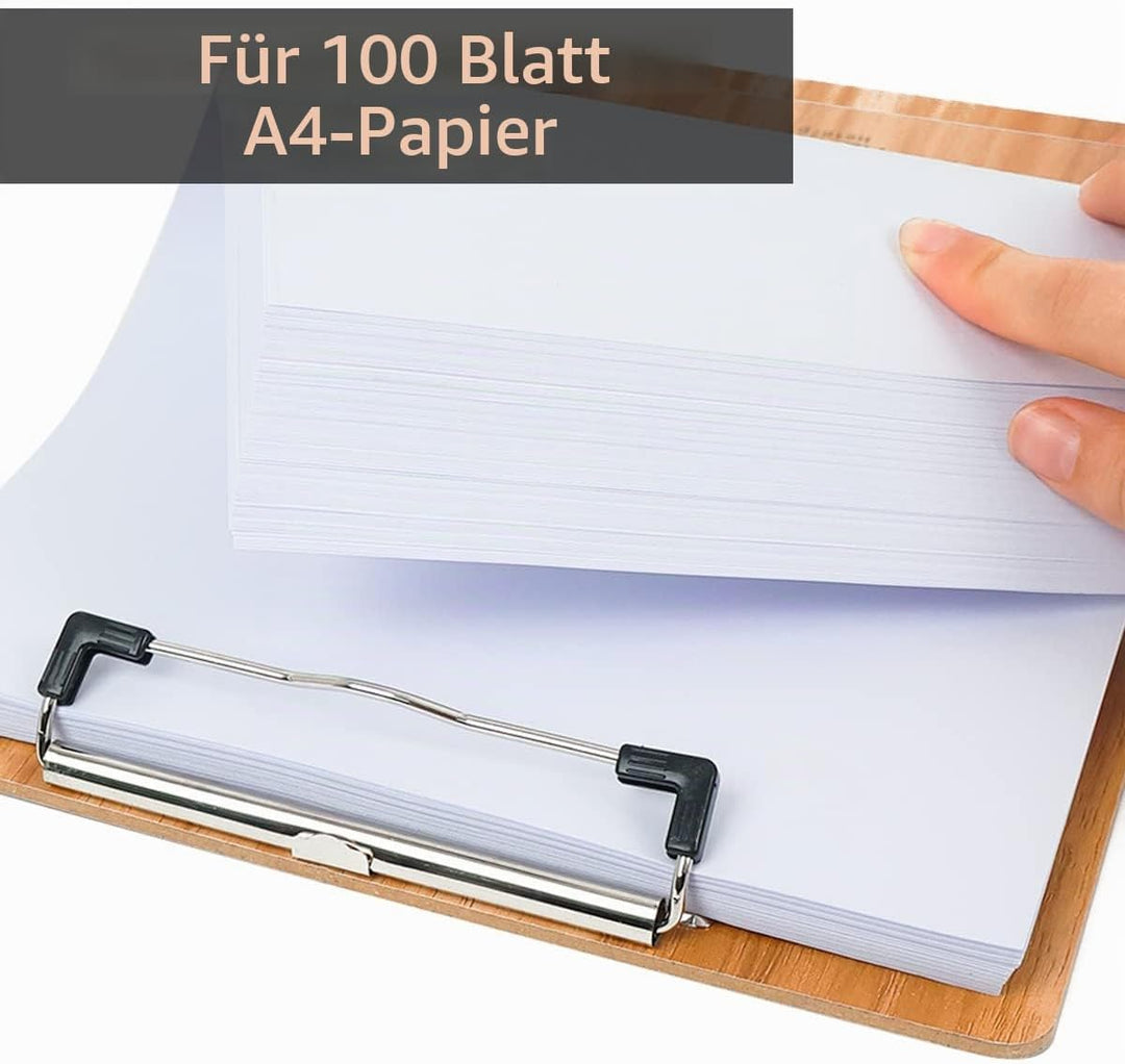 (10 Stück) Klemmbrett Holz A4,Schreibbrett Klemmbretter mit Metalklemme und Aufhängeose, Clipboard S