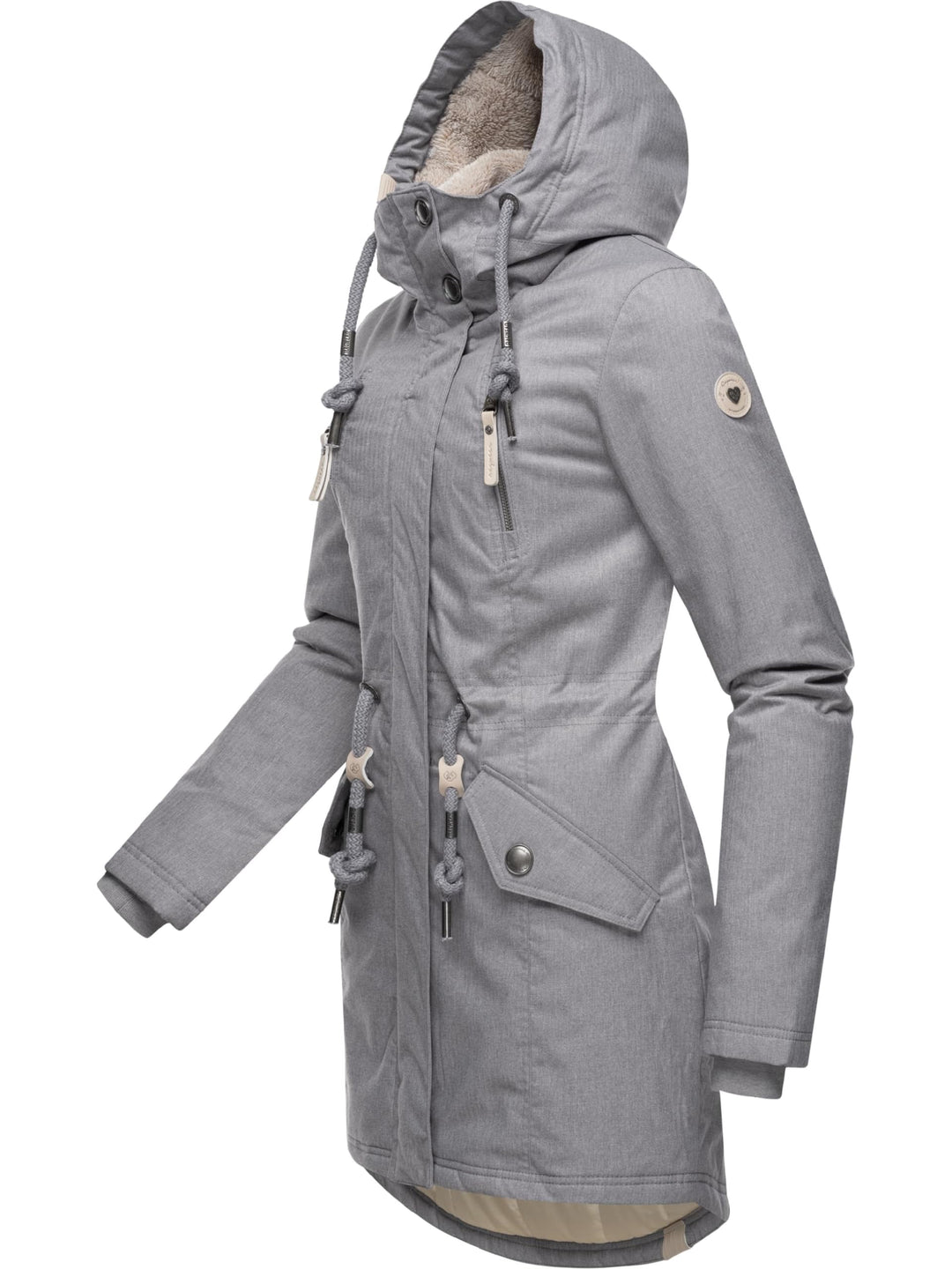 Ragwear Damen Wintermantel warm gefütterter Parka lang wasserdicht mit Kapuze Elsie Melange XS-6XL 3