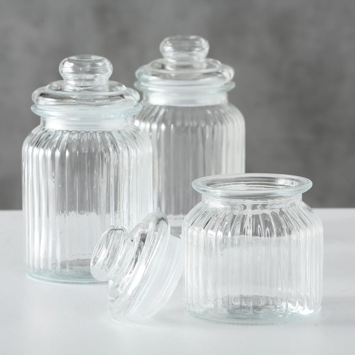 BOLTZE Vorratsglas, 3 Teilig, Höhe 15/19/23, Durchmesser 11 cm, Aufbewahrung, Glas, Dekoration 84077