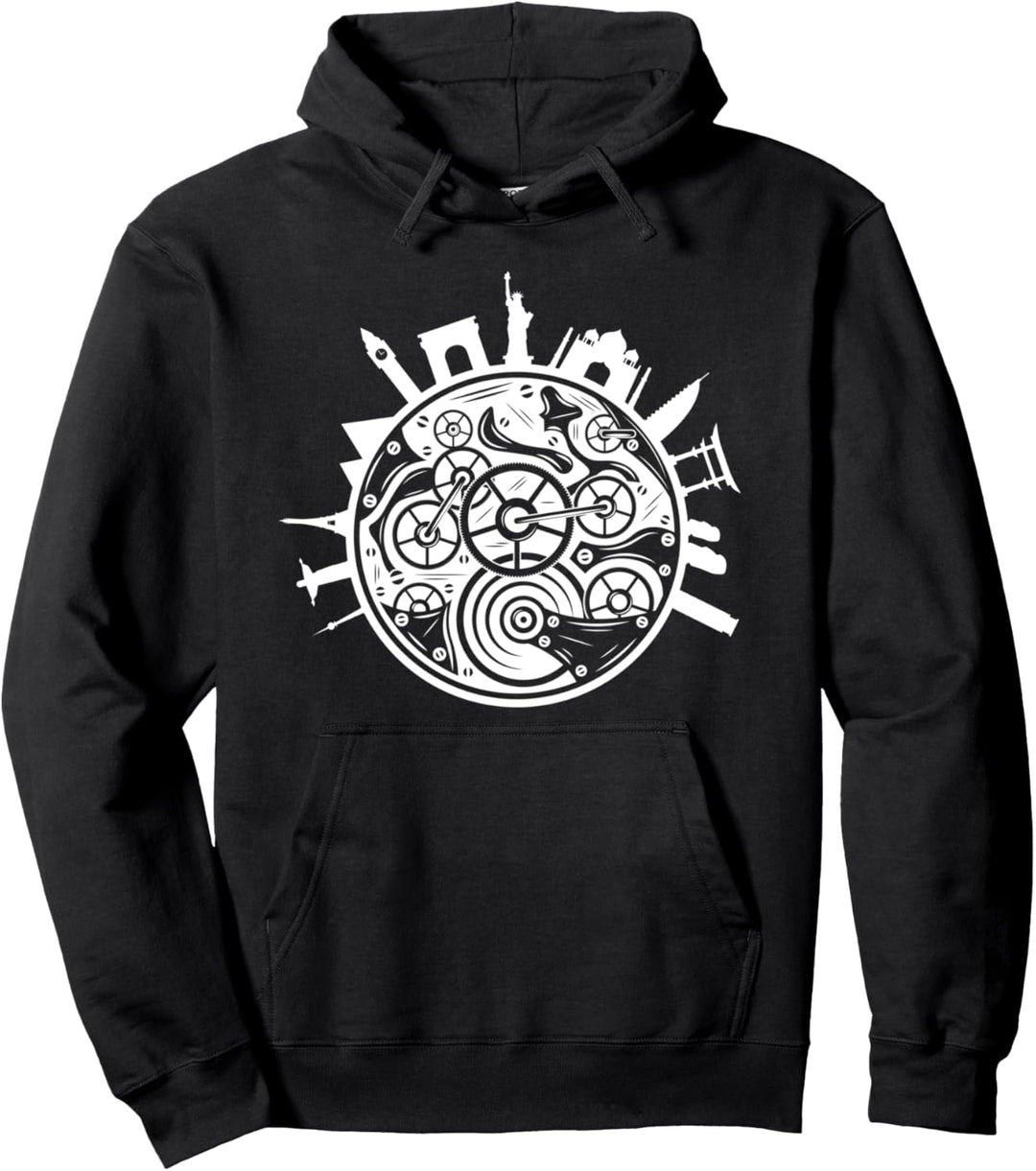 Uhr Zeit Uhrwerk Zeitlose Welt Steampunk Zeitreise Geschenk Pullover Hoodie