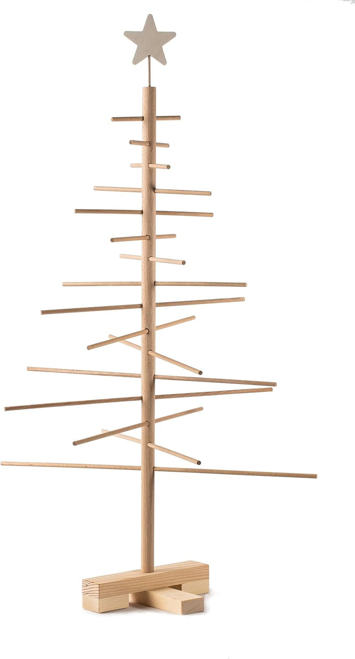 xmas3 L-190 cm Weihnachtsbaum aus Holz, Natural, 100 x 100 x 190