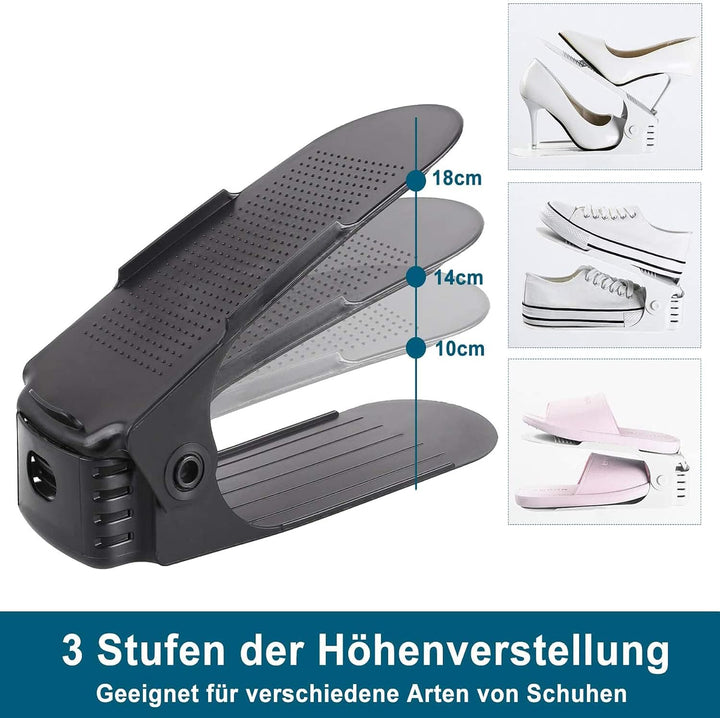 Froadp 20 Stück Einstellbare Schuhorganizer aus PP-Material rutschfest Schuhstapler mit 3 Höhenverst