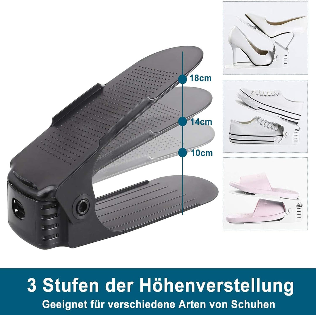 Froadp 60 Stück Einstellbare Schuhorganizer aus PP-Material rutschfest Schuhstapler mit 3 Höhenverst