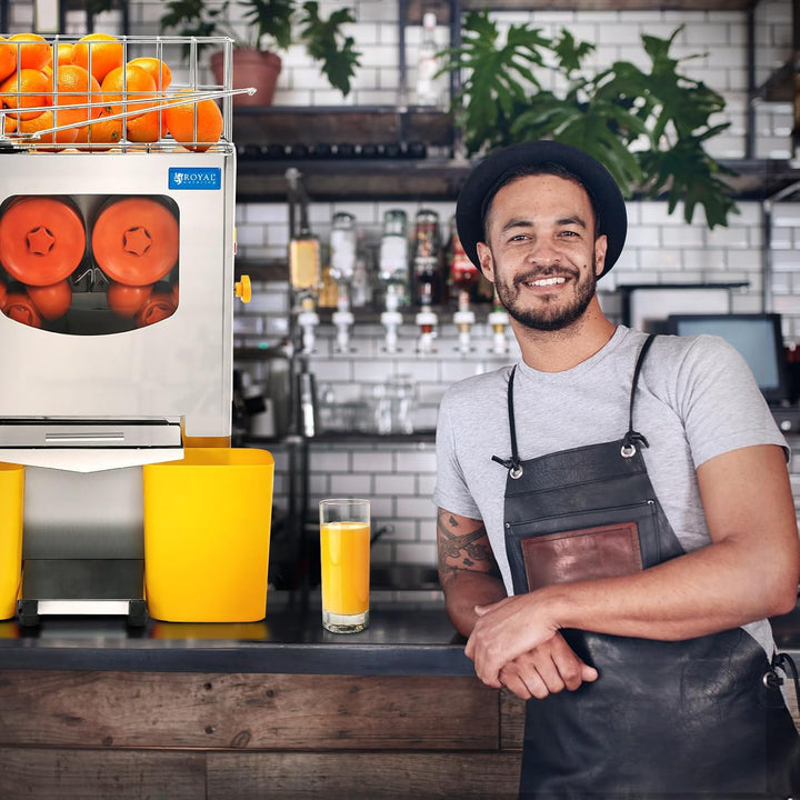 Royal Catering Orangenpresse elektrisch halb automatisch 120 W 20 Orangen/min Zitruspresse Orangensa