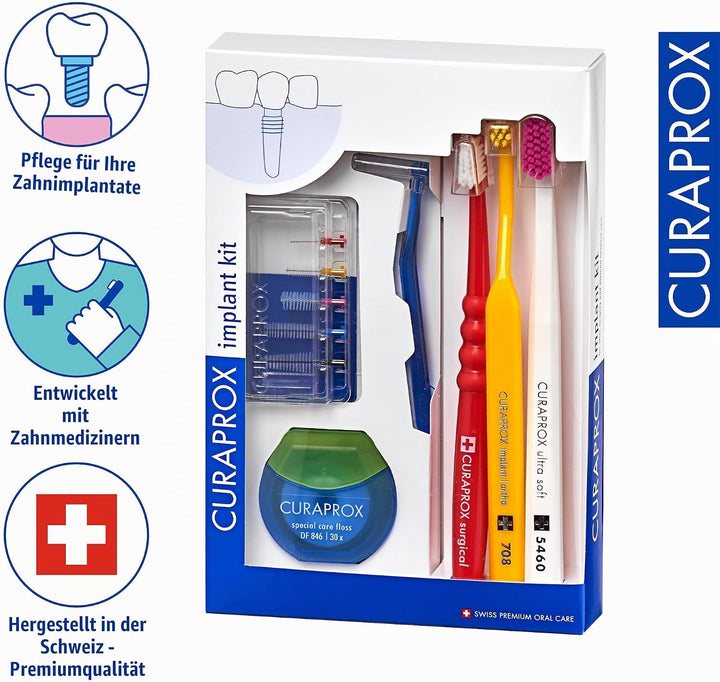 Curaprox Implantatpflegeset - für Zahnimplantate und empfindliches Zahnfleisch/Unterstützt die Heilu