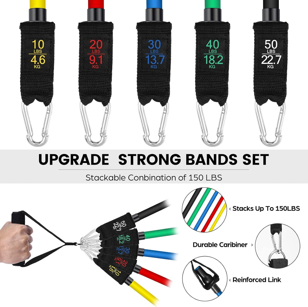 Odoland Resistance Bands Gymnastikband Widerstandsband Set mit Trainingsguide: 5X Expander Tubes, 4
