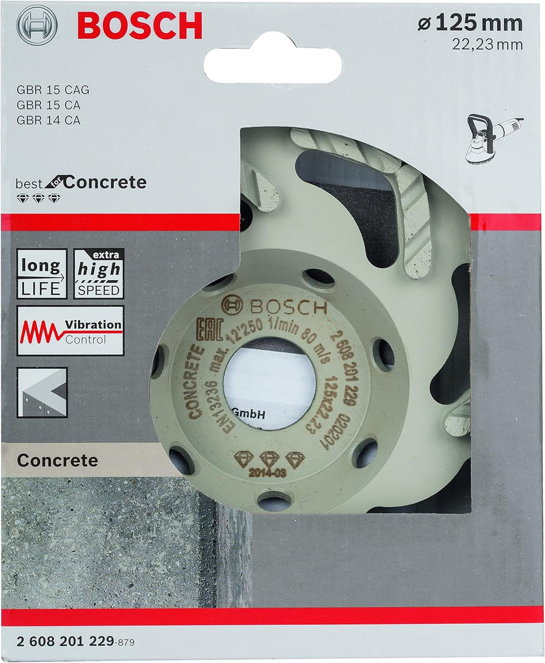 Bosch Professional 2 608 201 229 Diamanttopfscheibe"Best for Concrete" 125 x 22,23 mm 2608201229, Si