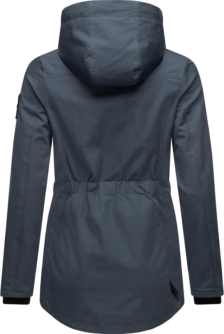 MARIKOO Damen leichter Übergangsparka mit Kapuze Babetaa Prc XS Blau, XS Blau
