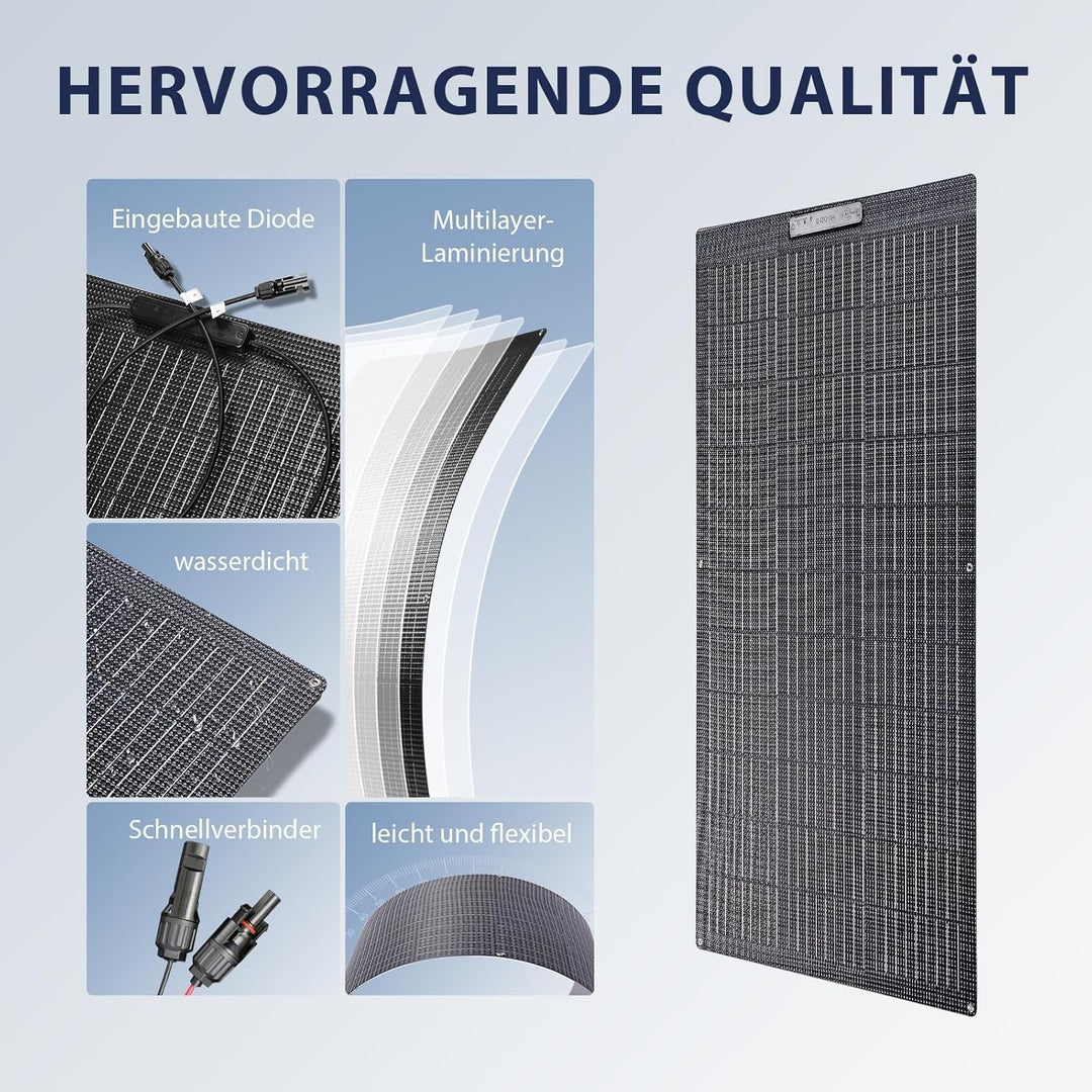 Flexibel Solarpanel 400W Monokristalline Flexible Solarmodul 400 Watt für 12V 24V Batterien Wohnwage