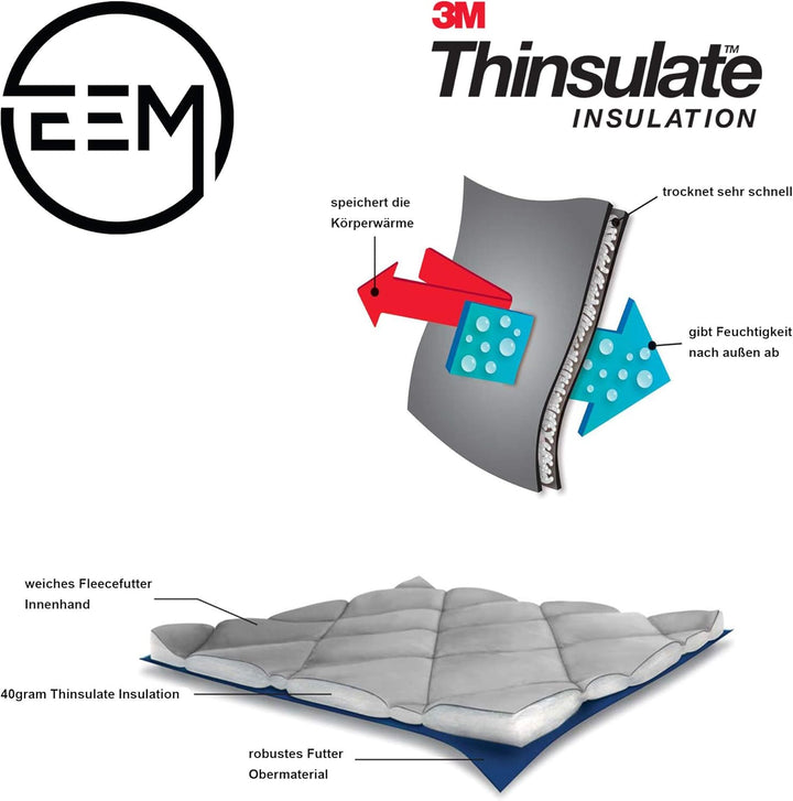 EEM Damen Strickhandschuhe, weiche Wolle, Thinsulate Thermofutter S-M Schwarz, S-M Schwarz
