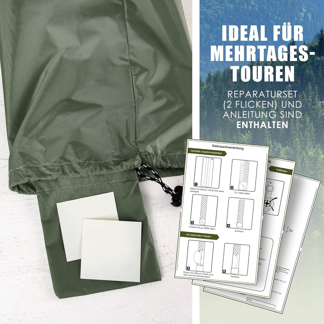 Isomatte Ultraleicht [gratis Camping Kissen] I Outdoor Camping Matratze I rutschfeste Matte mit Schl