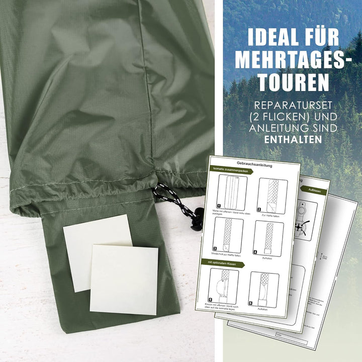 Isomatte Ultraleicht [gratis Camping Kissen] I Outdoor Camping Matratze I rutschfeste Matte mit Schl