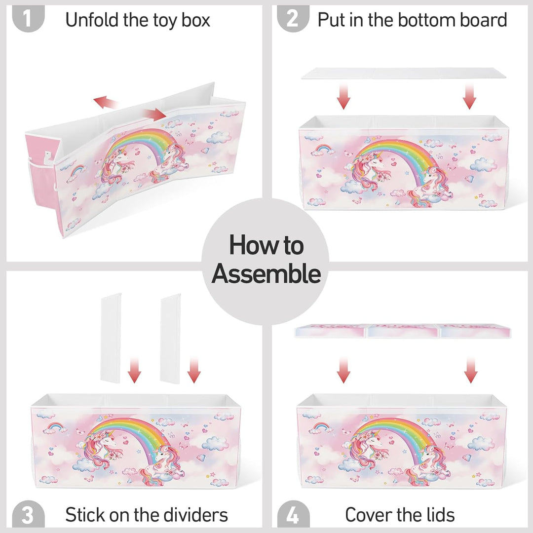 omedecal Spielzeugkiste Aufbewahrungsbox mit Deckel Kinder 96 x 32 x 40 cm, Faltbare und Platzsparen