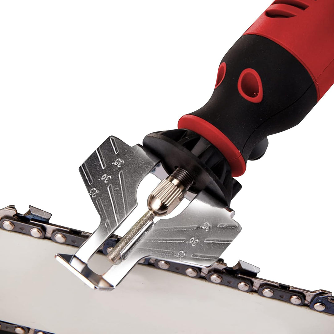 Elektrisches Kettensägen-Schärfer-Set,Kit Rot Kettensäge-Schärfen-Werkzeug-Set,Handgeführte Mini-Ele