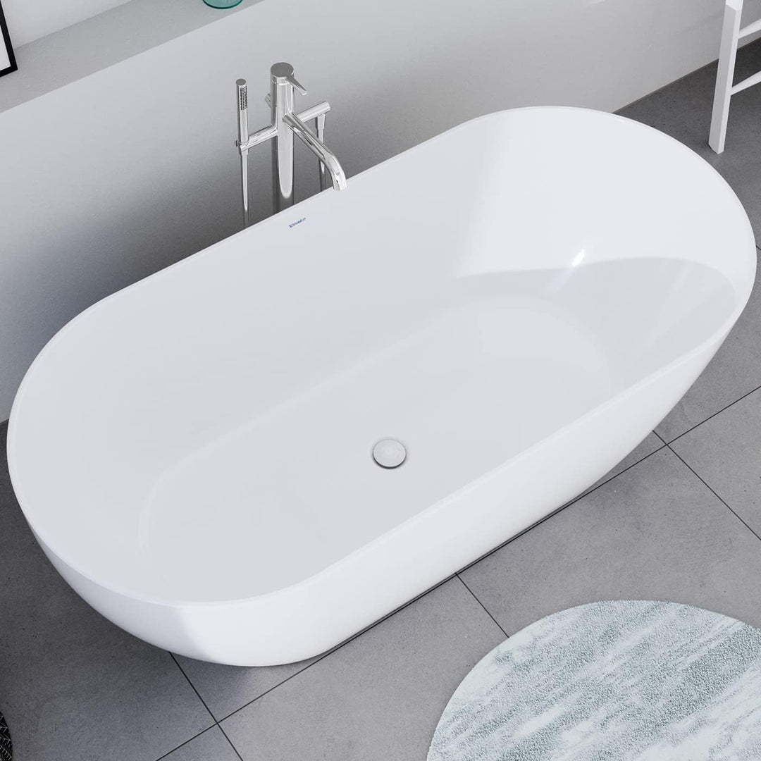 DURAVIT Freistehende Badewanne aus Acryl Standbadewanne DuraMuna in Weiss glänzend 160x75 cm Füllmen