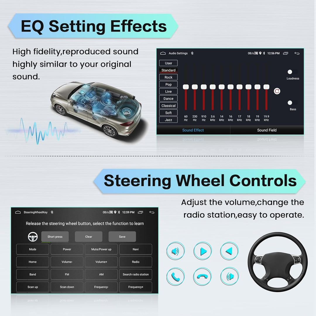 Hikity 2+64GB Android 15 Autoradio Wireless CarPlay Android Auto für FIAT 500 2007-2015 Radio Blueto