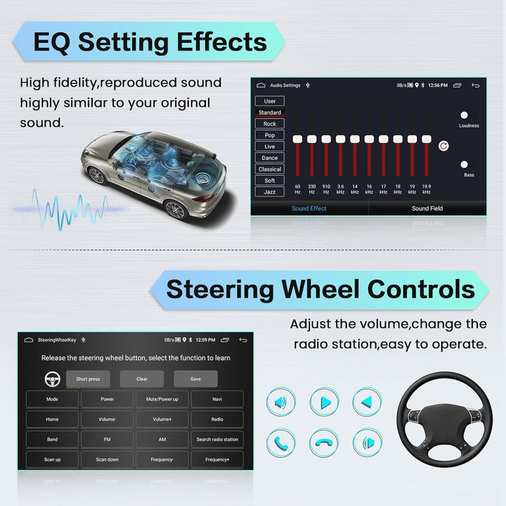 Hikity 2+64GB Android 15 Autoradio Wireless CarPlay Android Auto für FIAT 500 2007-2015 Radio Blueto