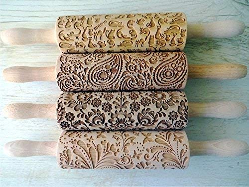 Nudelhölzer 4-er SET - wählen Sie 4 beliebige. Teigroller für Teig & Plätzchen. Gravierte Nudelholz