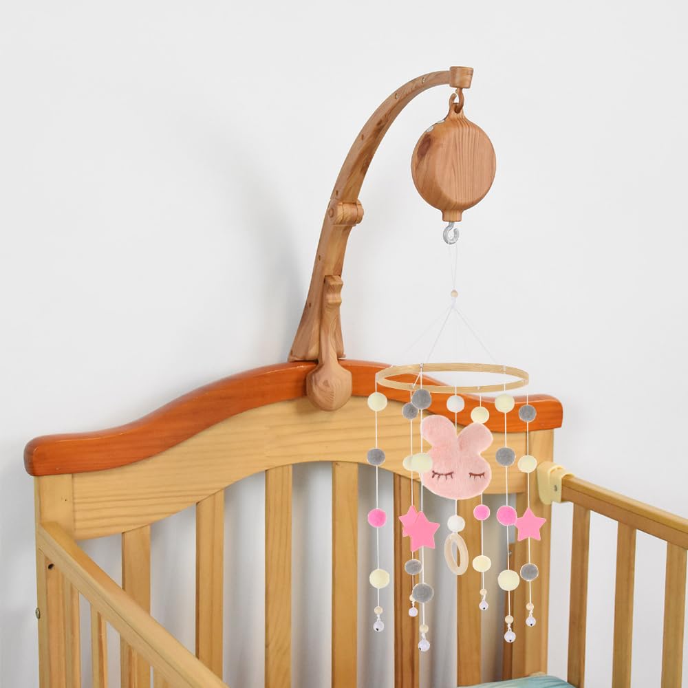 Baby Mobile Spieluhr, Holzoptik Music Box Bettglocke, Kinderbett Mobile Motor, Bettglocke Anhänger B