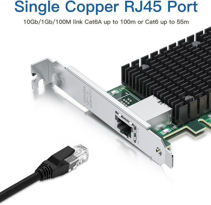 H!Fiber.com 10G Ethernet Netzwerk-Karte,RJ45 NIC,10GbE CNA,funktional kompatibel zu X540-T1,mit Inte
