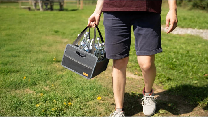 BERGER Faltbox Milo mit Flascheneinsatz | klappbare Aufbewahrungsbox | Organizer für Auto Haushalt C
