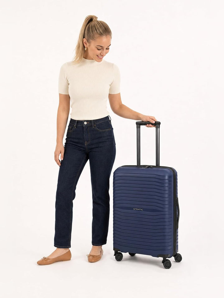 Stratic Shine Koffer &amp; Trolley gross | Ausgestattet mit 4 360° Drehbare Rollen, Kreuzpackgurt, Dehnf