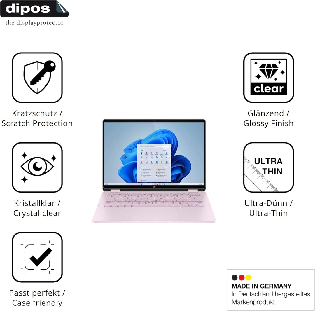 dipos I 2x Schutzfolie klar passend für HP OmniBook 5 Flip 14 FP0765ng Folie Displayschutzfolie, Ult