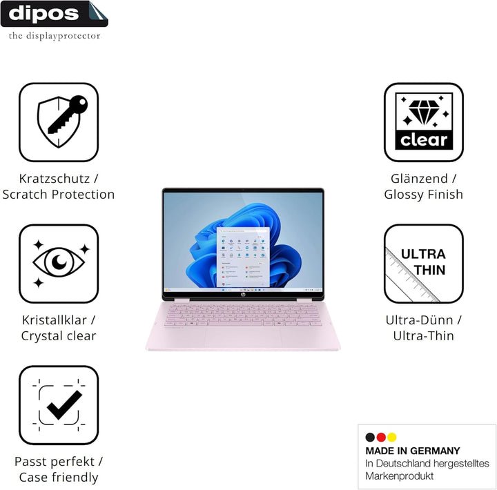 dipos I 2x Schutzfolie klar passend für HP OmniBook 5 Flip 14 FP0765ng Folie Displayschutzfolie, Ult