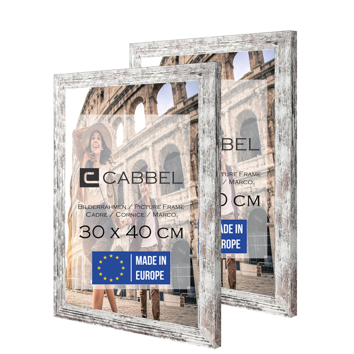 CABBEL Doppelpack (2er Set) Bilderrahmen 30x40 cm, Birke, stabiles MDF-Holz Rahmen, bruchsicherem Pl