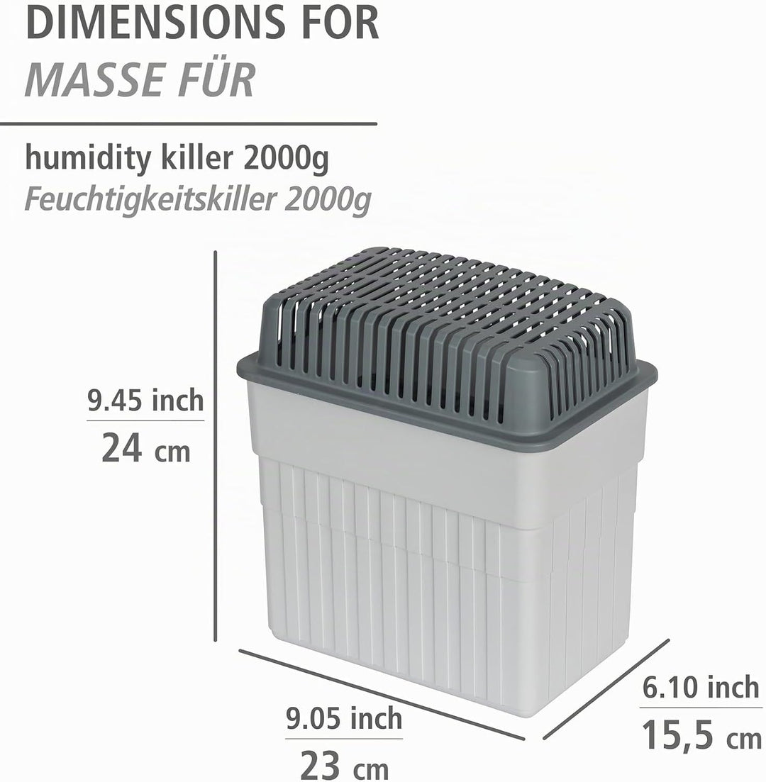 WENKO Feuchtigkeitskiller mit 2 kg Granulatblock, Raumentfeuchter, fasst bis zu 2,8 l Feuchtigkeit,