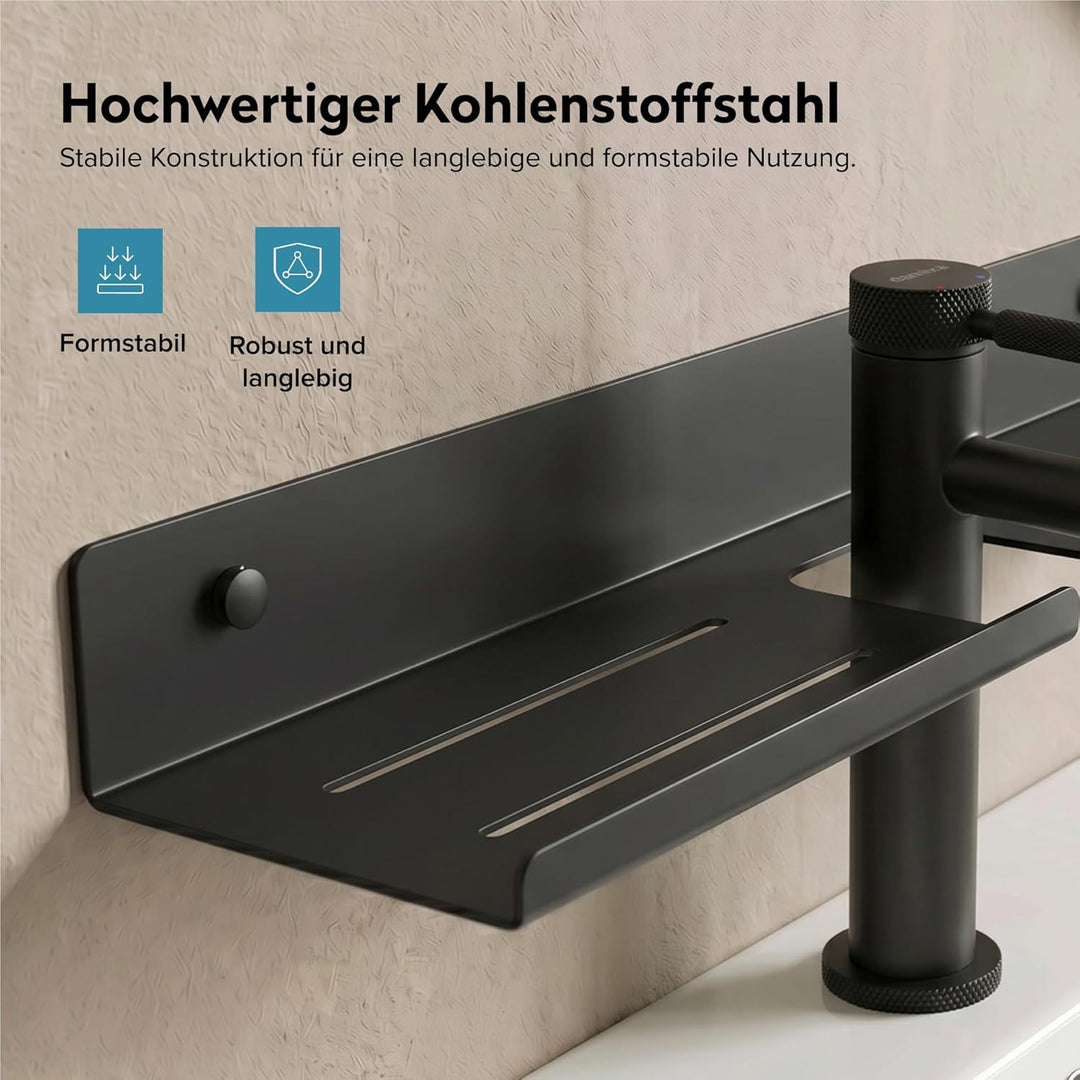 doporro Waschbecken Ablage 60 cm über dem Wasserhahn, Badezimmer Regal ohne Bohren oder zum Bohren,
