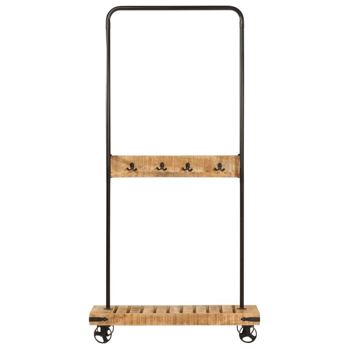 Hothingwell Kleiderständer, Mangoholz, 90 x 35 x 190 cm | Stabiler Eisenrahmen, 4 Doppelhaken, Kleid