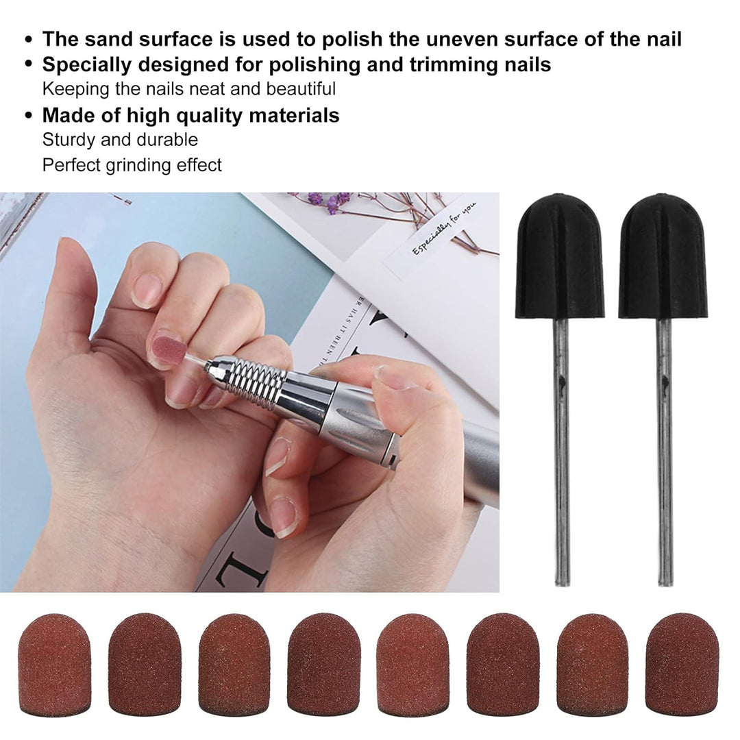 Schleifkappen Set, Nagelschleifkopf Schleifhülsen Schleifkappen, 80# Körnung Nail Art Schleifköpfe M