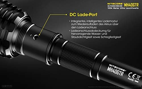 Nitecore Unisex MH40GTR Taschenlampe, Schwarz, Nicht zutreffend