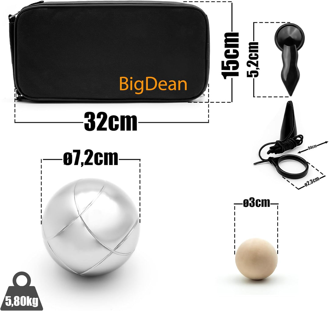 BigDean Boule Set mit 8 verchromten Boule Kugeln