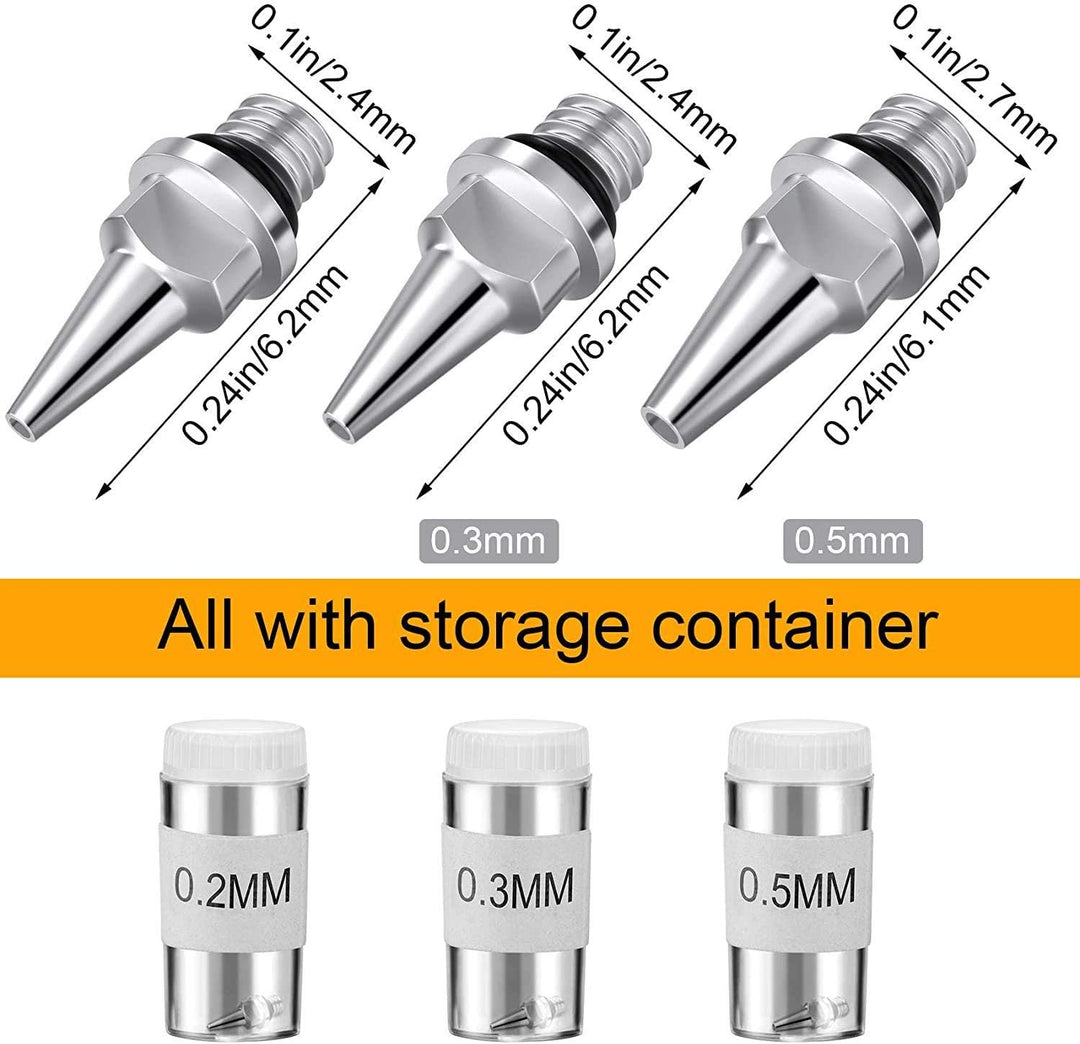 ABEST Airbrush-Düsendeckel für Airbrushdüse, 0,2 mm/0,3 mm/0,5 mm, mit Ersatzteilen für Airbrush-Rep