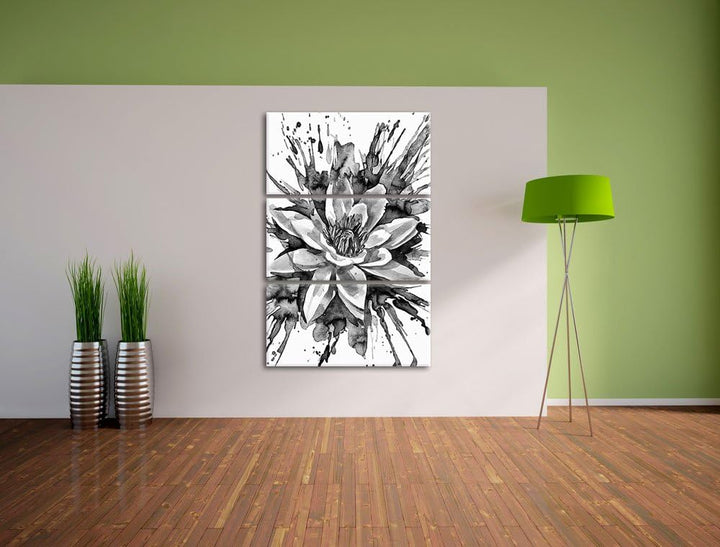 Pixxprint Gemälde Einer Seerose als Leinwandbild/Grösse: 3 Teilig (120x80) cm/Wandbild/Kunstdruck/fe