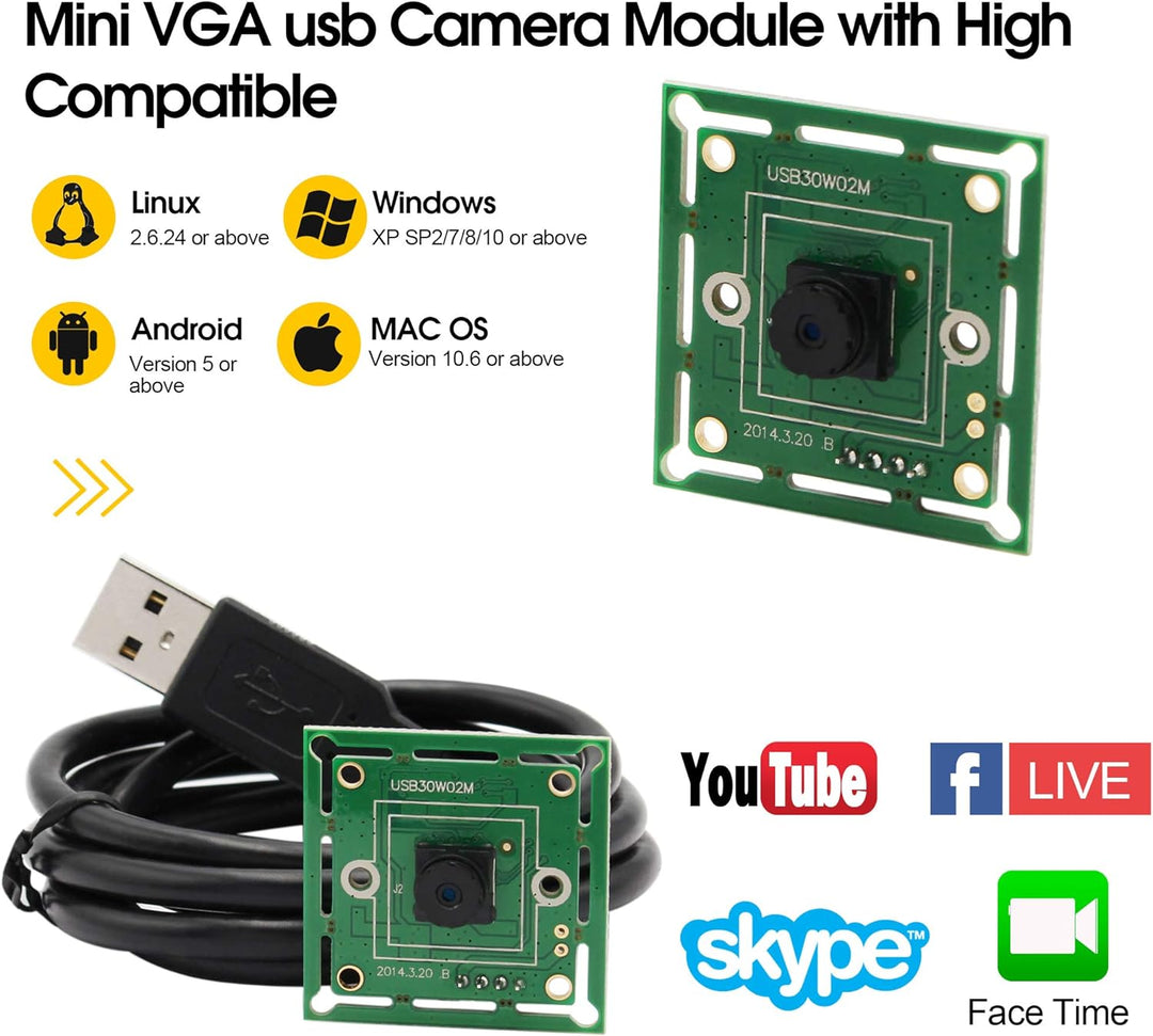G 60fps USB Kameramodul 0.3mp Webcam modul Weitwinkel VGA Webkamera,480P USB mit Kamera,Super Min iE