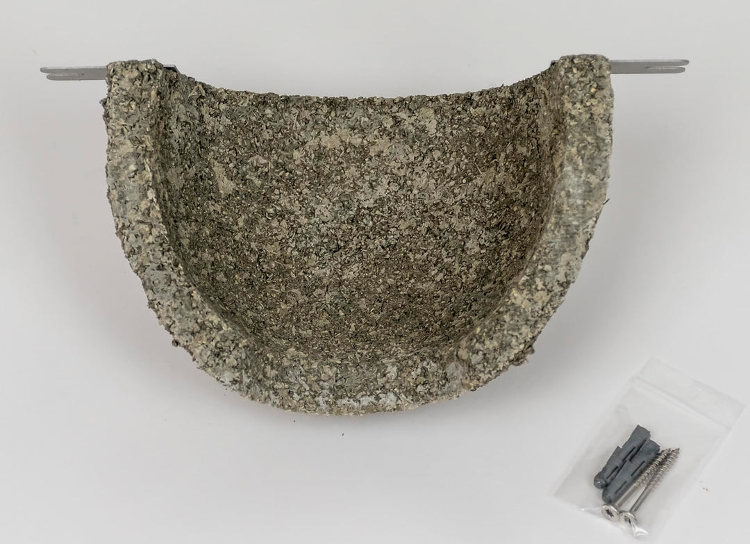 Mehlschwalbennest mit Edelstahl Halter (Einflug mittig), Vogelhaus, Nistkasten, Nisthilfe