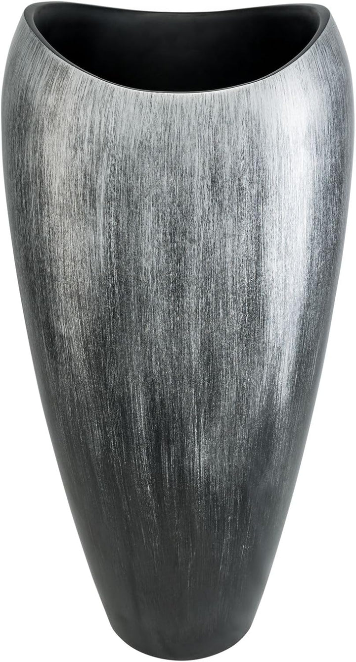 VIVANNO Pflanzkübel Pflanzgefäss Vase Kübel exklusiv Deluxe Schwarz, Silber Hochglanz Schwarz Silber