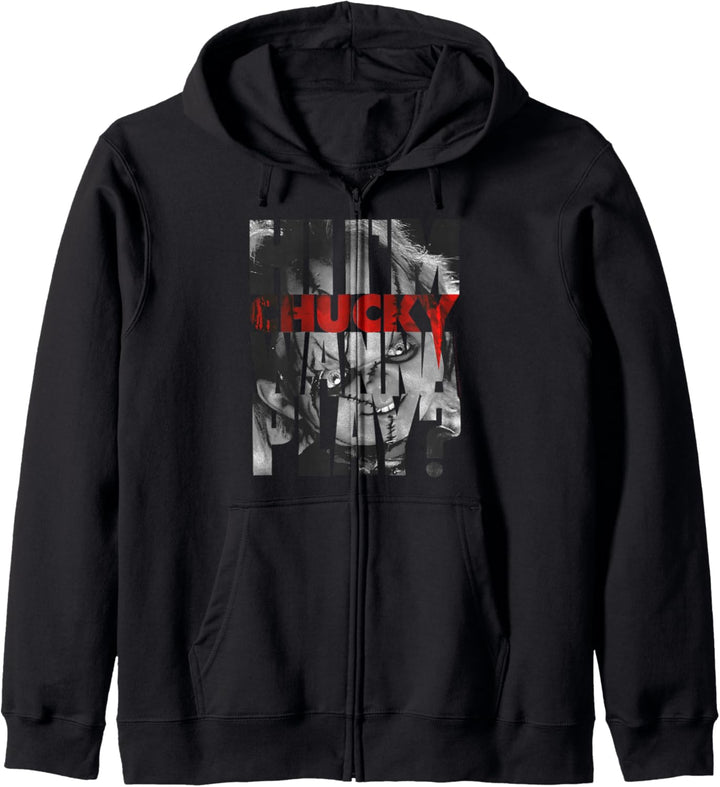 Child's Play Hi I'm Chucky Wanna Play Text Fill Kapuzenjacke