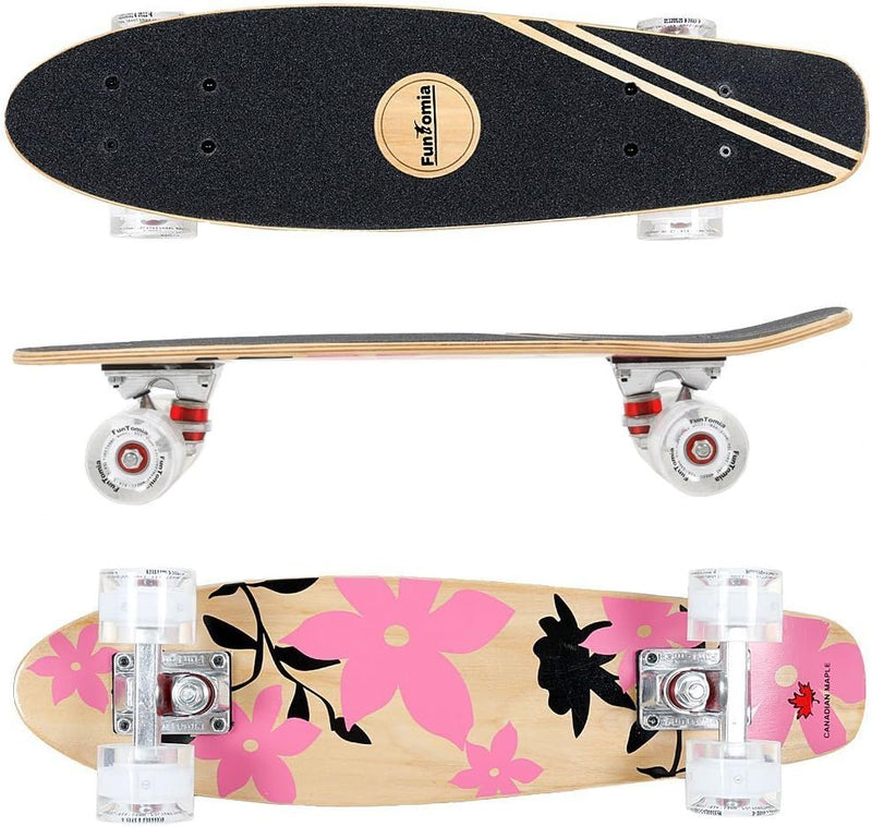 FunTomia Mini-Board Cruiser Skateboard 57cm aus 7-lagigem kanadischem Ahornholz inkl. Mach1 ABEC-9 K