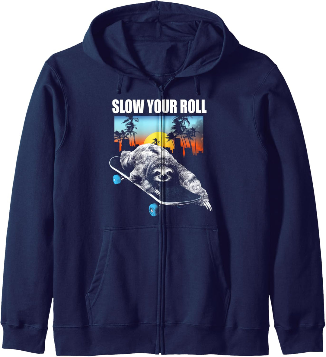 Slow Your Roll Sloth on a Skateboard Kapuzenjacke