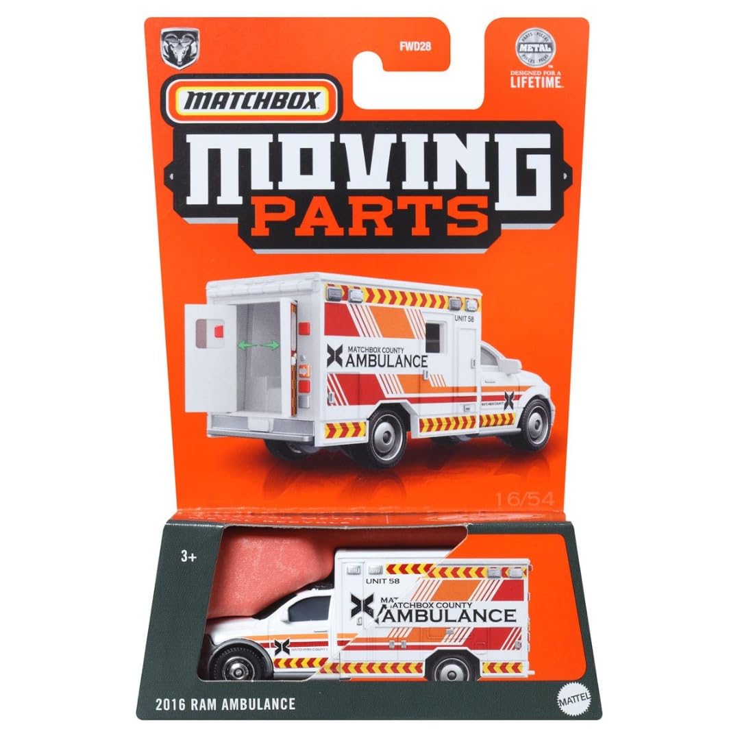 Matchbox Moving Parts 2016 Ram Ambulance, Weiss