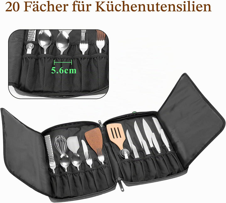 samdew Reise Koch Messer Tasche, Professioneller Messer Aufbewahrungs Tasche für Köche mit 20 Slots